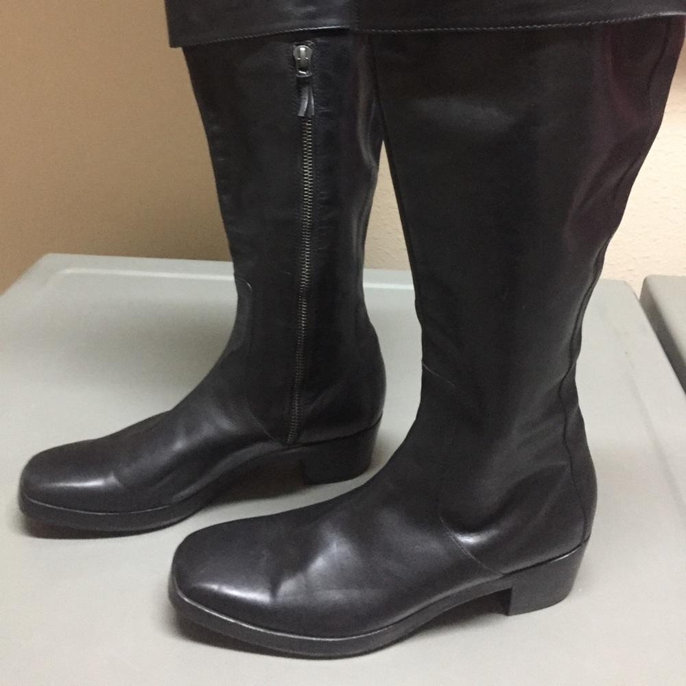 Balenciaga Black Leather Riding Boots, Size 7